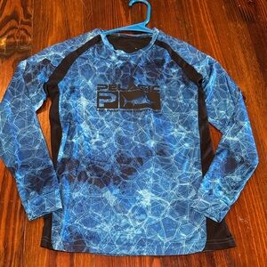 Pelagic Blue and Black Dri Fit long sleeve Shirt
